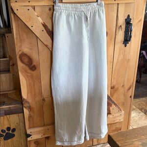 Lane Bryant Wide Leg Linen-Blend Pants in Beige,18/20 detail on pockets&hem